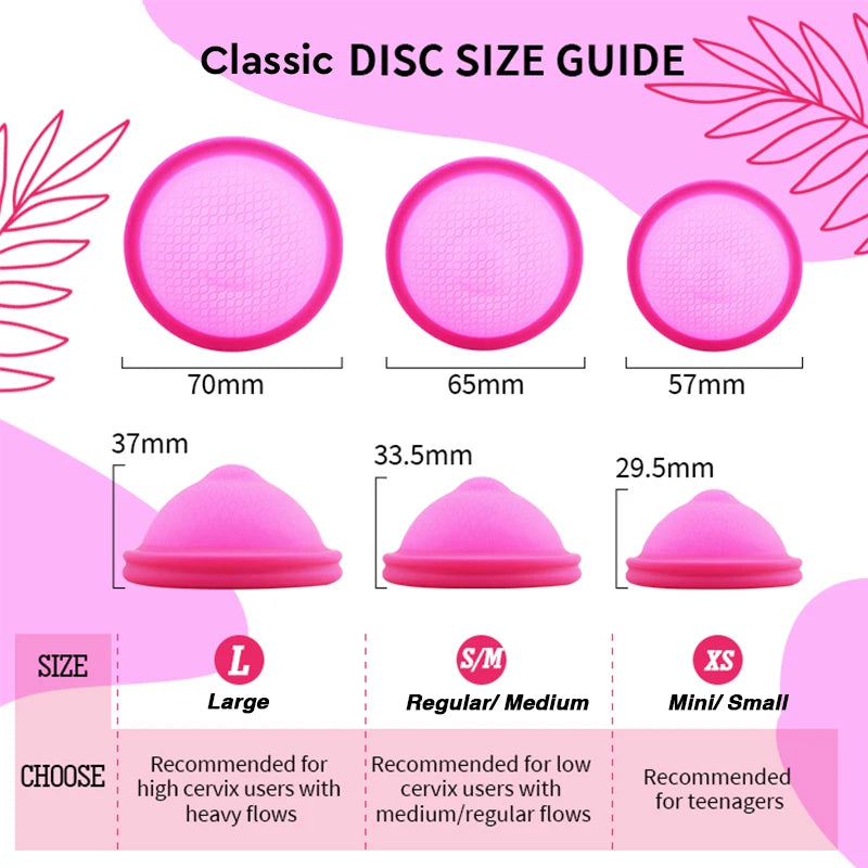 Feminy Menstrual Disc Kit Medical Grade Reusable Soft Silicone Period Disc with Sterilizer Case Applicator Leakproof Monthly Cup