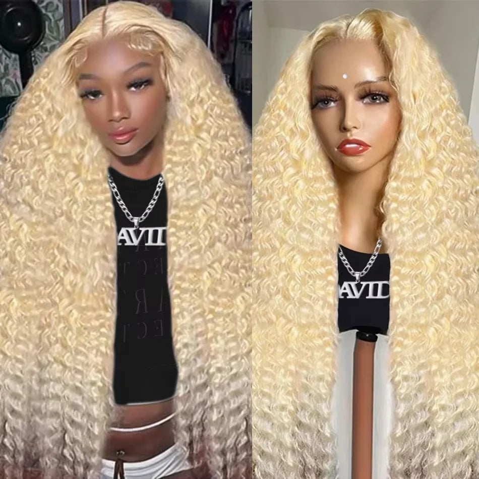 613 Blonde Lace Frontal Wig Deep Wave 13x4 13x6 HD Lace Human Hair Wig Pre Pluck Curly Lace Front Wigs Brazilian Human Hair