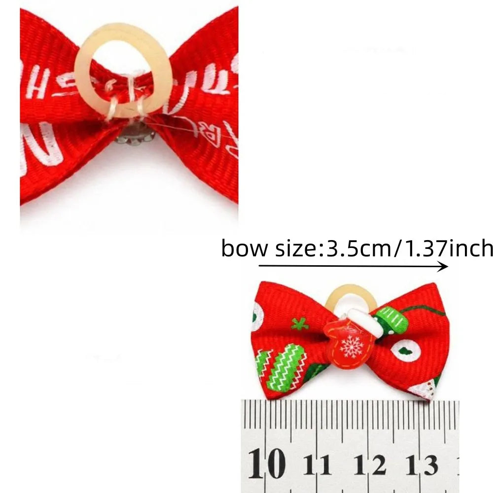 50/100pcs Christmas Pet Dog Cat Hair Bows Xmas Style Hair Rubber Bands for Puppy Small Dogs Grooming Bows Dog Hair Accessories