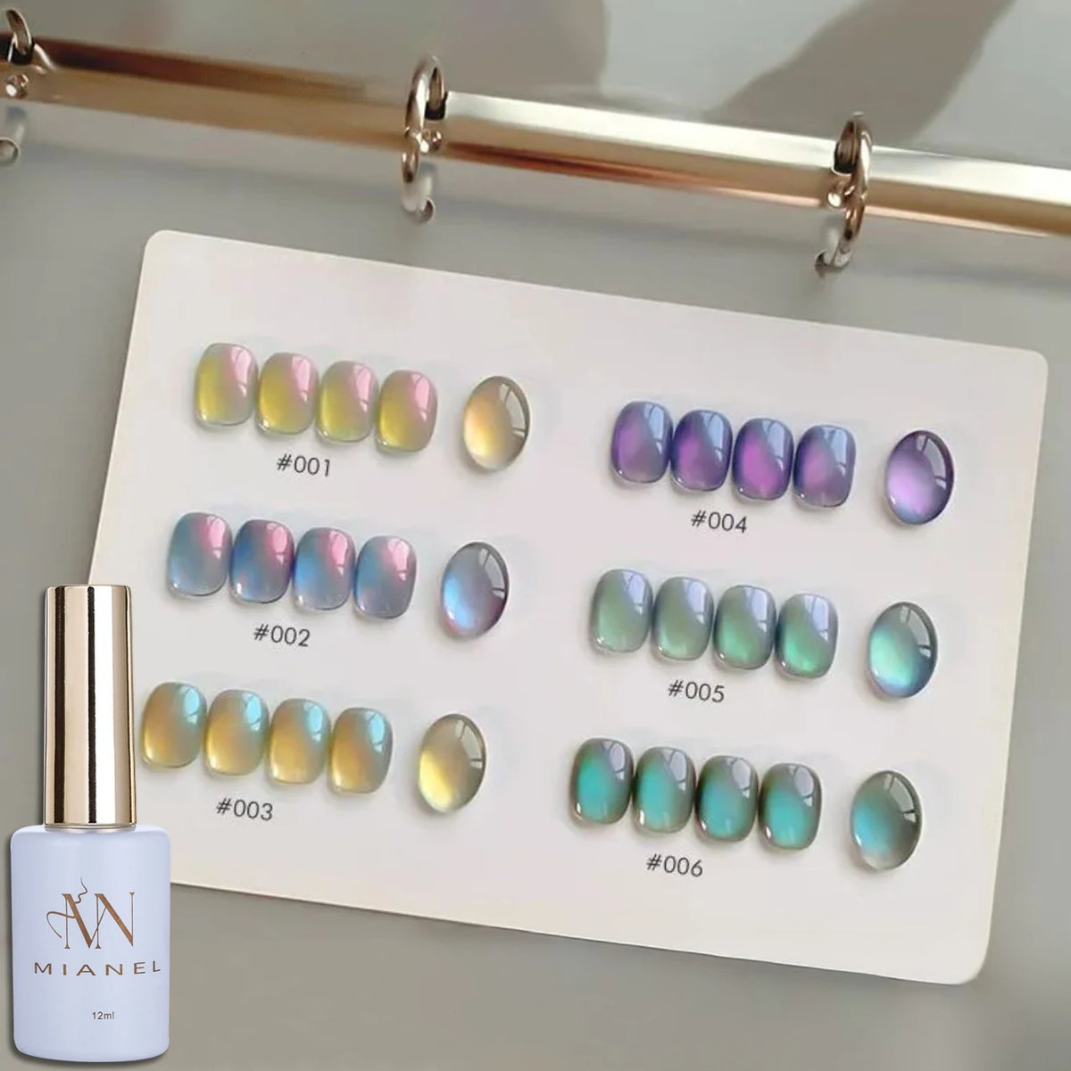 MIANEL 2026 New 12ML Aurora Night Cat Eye Gel Nail Polish Flash Sparkle Holographic Crystal Dual Light Silk Glass Bead Nail Art