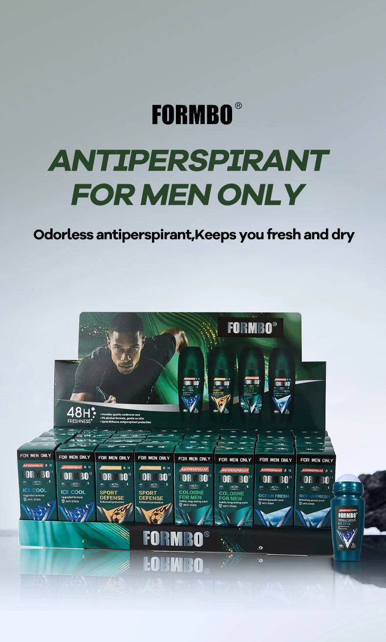 48H Men Antiperspirant Deodorant, Motion-Activated Anti-Perspirant Roll On, Anti-Stain Refreshing Body Odor Remover, 4 Scents f