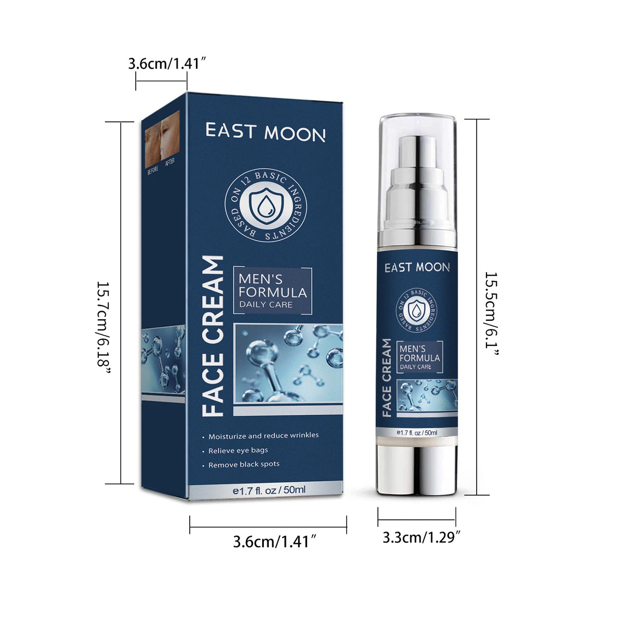 6 IN1 Men's Face Moisturizer Cream Hydrating Skin Lighten Dark Circles Anti-Puffiness Fade Fine Lines Brightening Facial Cream