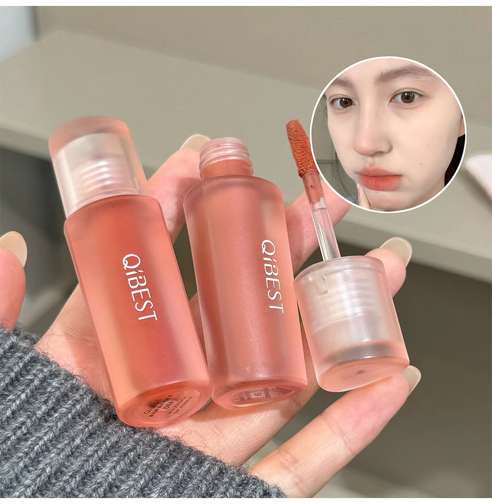 QIBEST 6 Colors Matte Liquid Lipstick Velvet Durable Lip Gloss Sexy Red Lip Stain Makeup Waterproof Lasting Lip Mud Cosmetics