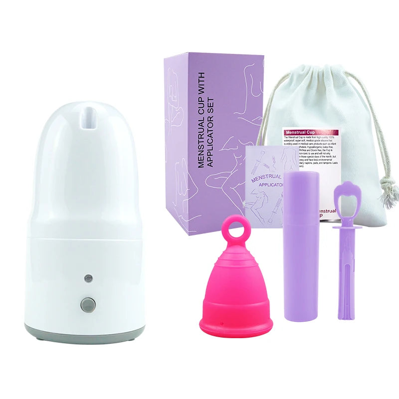 Certified Cup Kit Steam Sterilizer Applicator Reusable Soft Silicone Lady Cup Sterilization Women Health Care Feminine Hygiene