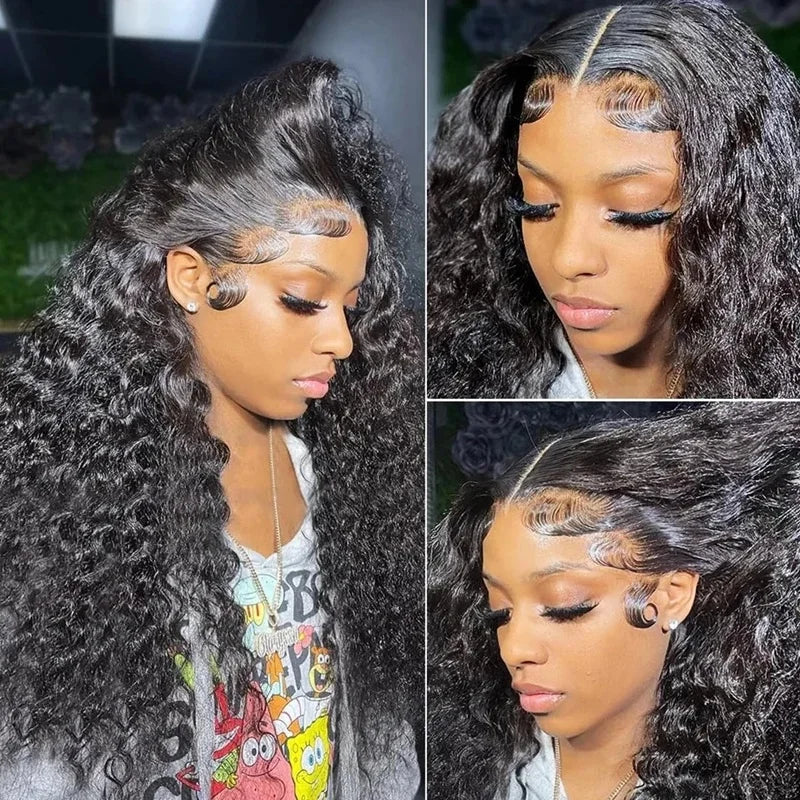 40 44 Inch Deep Wave Lace Front Wig 13x4 13x6 Lace Front Wigs Human Hair 250 Density Transparent Water Wave Curly Lace Front Wig