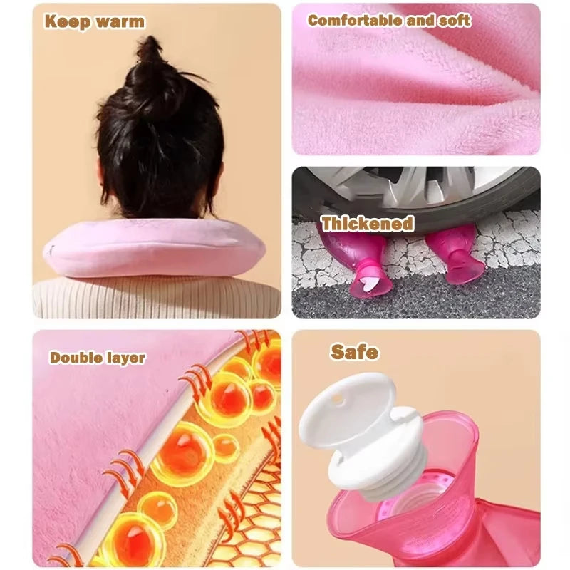 U-shaped Hot Water Bag for Neck Soft Plush Neck Warmer Hot Water Bottle Winter Warming Supplies Hot Cold Compress Physiotherapy
