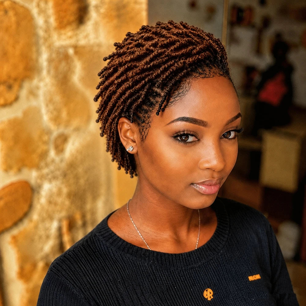 Twist Dreadlock 13×4 Lace Front Wigs Human Hair Afro Short Curly Wigs for Women 200% Density Bazilian Hair Hairpiece for Daily