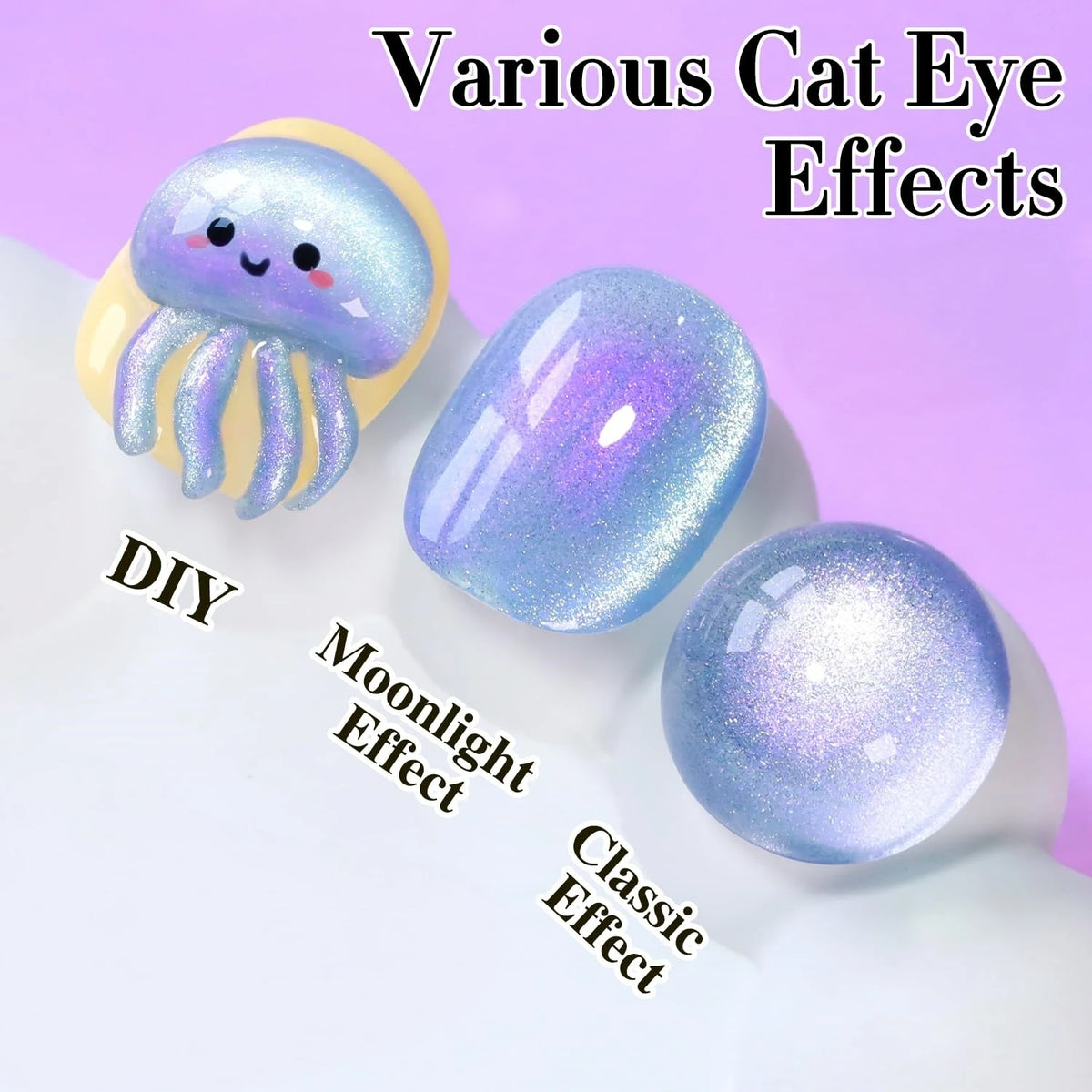 15ml Lavender Blue Aurora Cat Eye Gel Polish, UV LED Soak Off Magnetic Iridescent Shimmer Nail Gel for Christmas New Year Winter