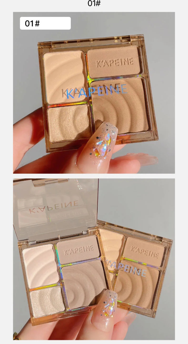 4Colors Matte Highlighter Contour 3D Facial Bronzer Brightening Glitter Highlight Palette Eye Shadow Nose Powder Makeup Cosmetic