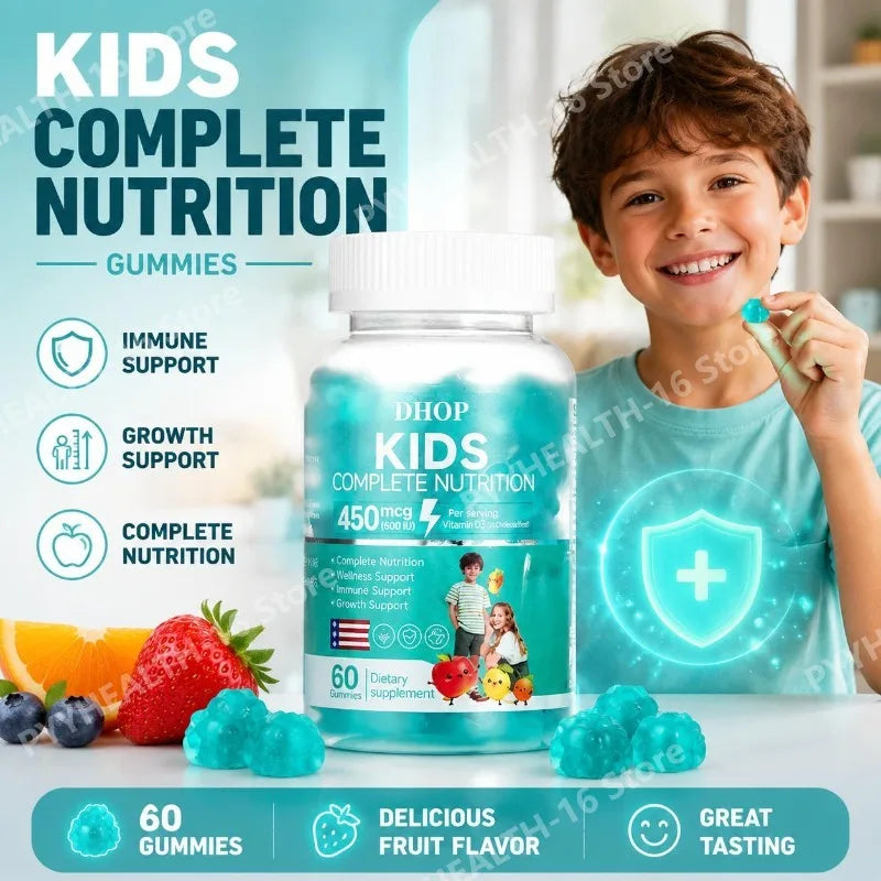 DHOP Kids Multivitamin Gummies Vitamin D3 C Zinc B Vitamins Immune Support Daily Wellness Nutrition Fruit Flavor 60 Gummies