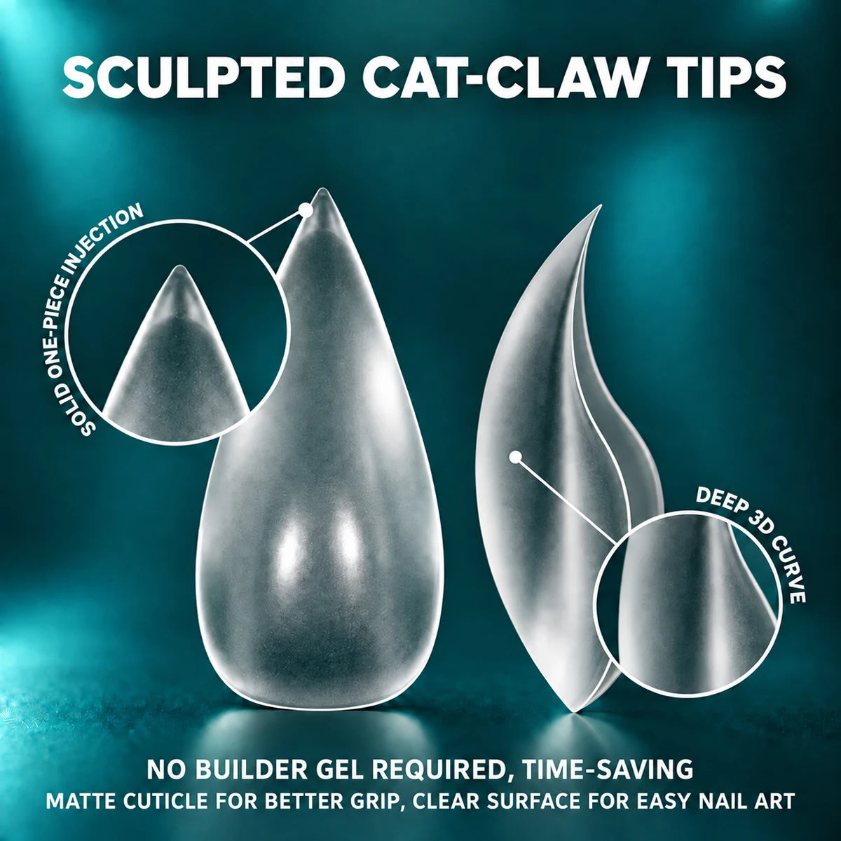 Nailpop Cat Claw Matte Nail Tips 15 Sizes Full Cover Clear Acrylic Press On Nails Pre Shaped Salon Halloween Style 150pcs