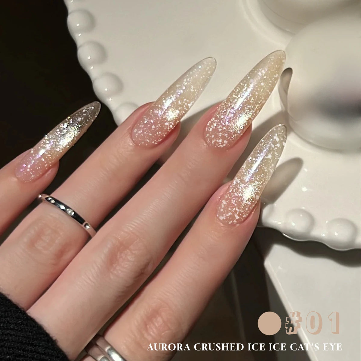 MIANEL 2026 New 12ML Aurora Night Cat Eye Gel Nail Polish Flash Sparkle Holographic Crystal Dual Light Silk Glass Bead Nail Art