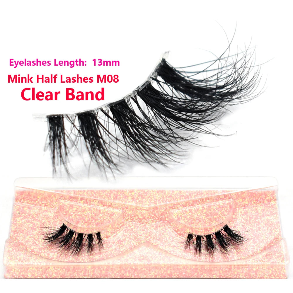 Half Lashes Short Mink Eyelashes Fluffy Soft False Eyelashes Wispy Cross Strip Eye Lashes Natural Mink Eyelash Extension Makeup