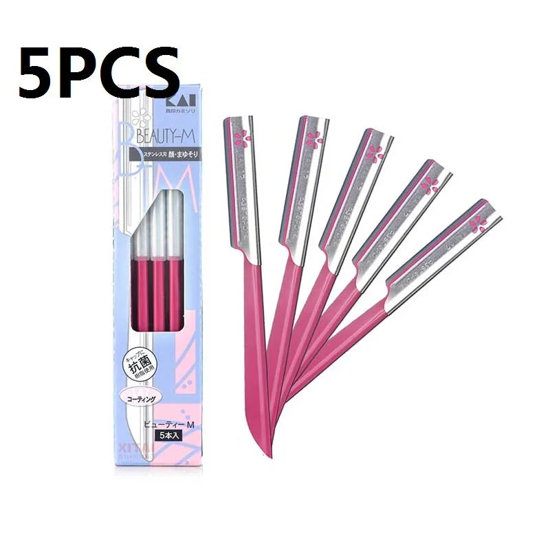 5pcs Eyebrow Scraper Razor Sets Women's Makeup Beauty Eyebrows Hair Removal Steel Blade Safety Facial Eyebrow Epilator Trimmer