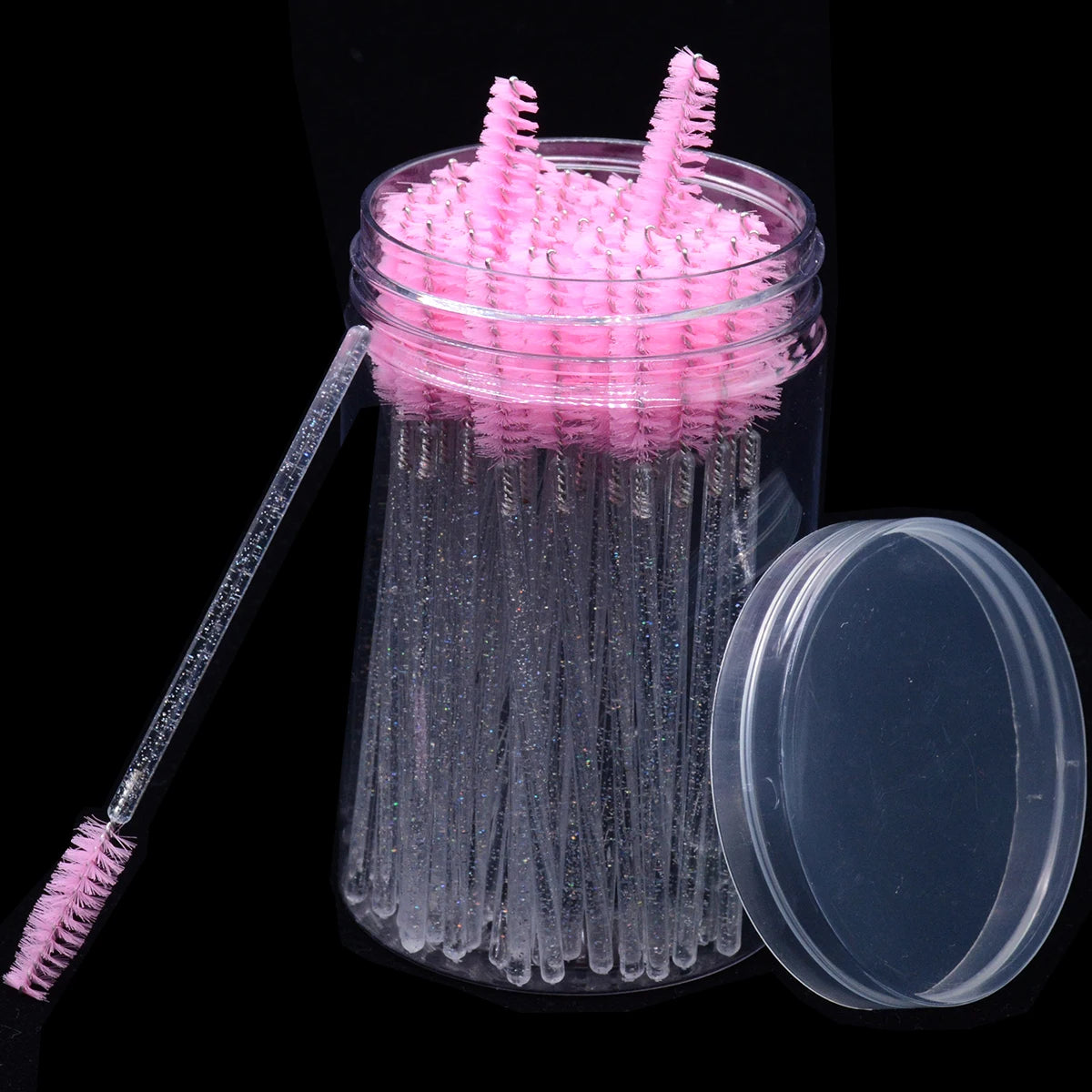 50pcs Crystal Eyelash Brushes With Contianer Disposable Lash Mascara Wands In Case Micro Makeup Applicators  Beauty Tools