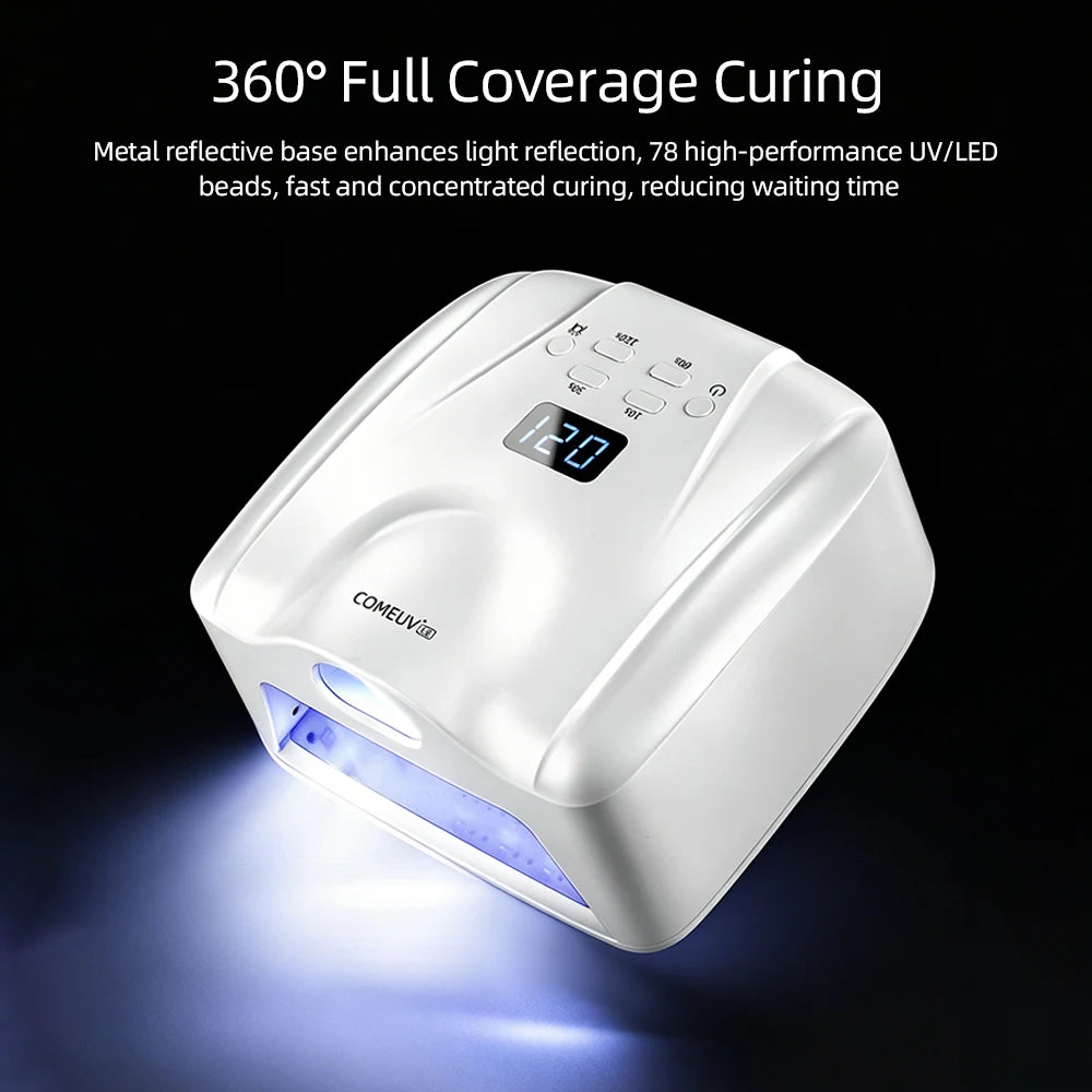 2‑in‑1 Auto‑Sensor UV LED Nail Dryer 78LED Dual Port for Single Finger Toe Full Hand Gel Curing Manicure Pedicure Home Salon