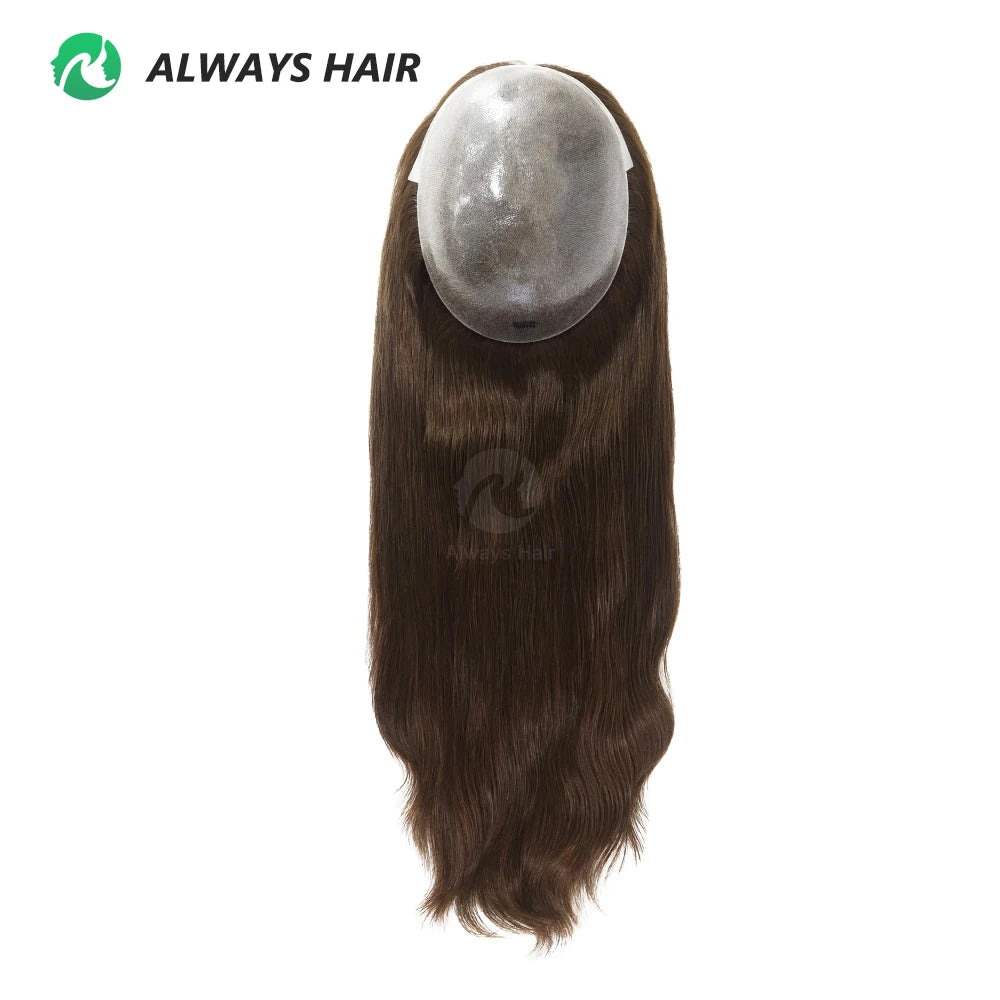 TP22- 18" Thin Skin Toupee For Women 7x9" Polyskin Brazilian Hair Human Hair Toppers