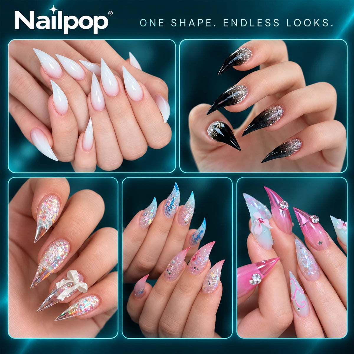 Nailpop Cat Claw Matte Nail Tips 15 Sizes Full Cover Clear Acrylic Press On Nails Pre Shaped Salon Halloween Style 150pcs