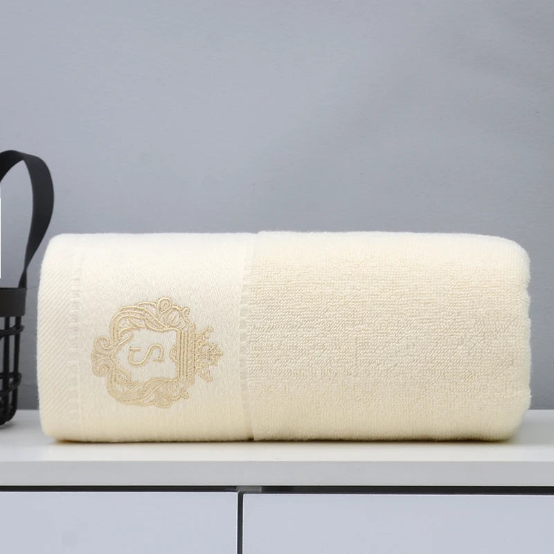 Cotton Towel Set 1/2/3PCS 34x74cm Face Hand Hair Towels & 70x140cm Big Bath Towel Cover - Absorbent Home Towels White Blue Cream