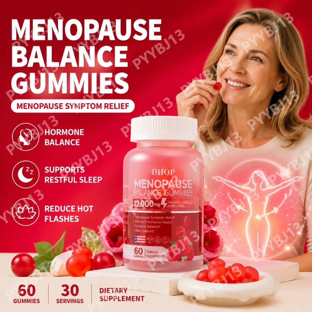 Menopausal Gummies 60pcs Women's Soy Isoflavones Probiotics Vitamin Promotes Relaxation Restful Sleep Hormonal Fluctuations