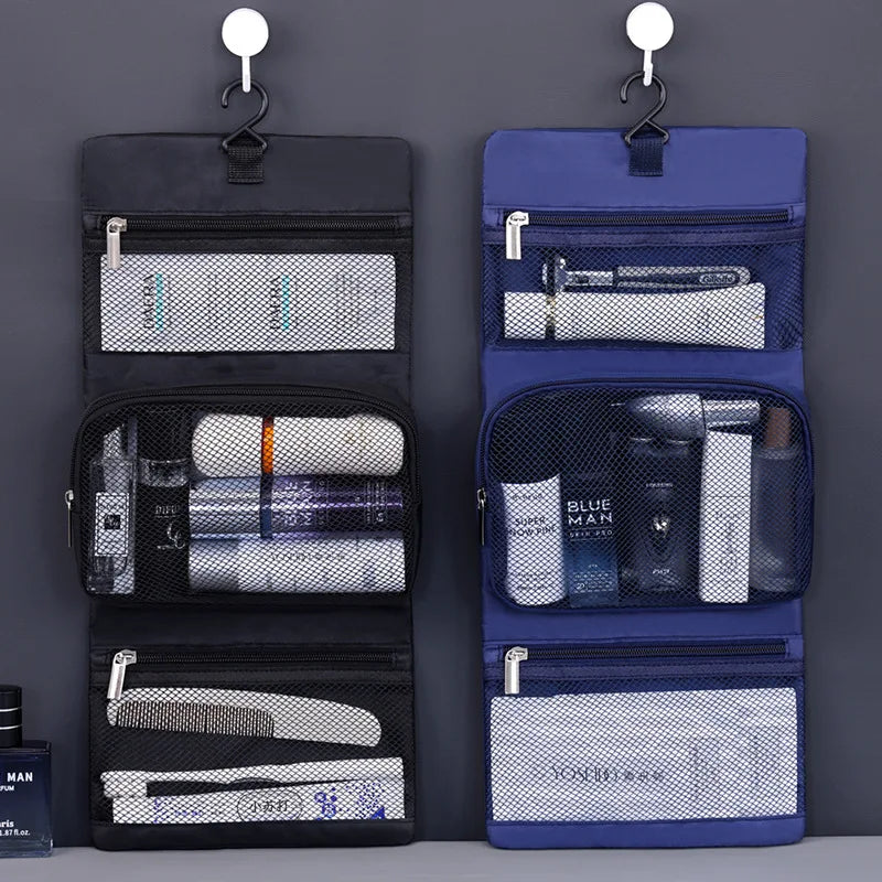 Foldable Toiletry Bag Organizer Hanging Storage Bags Bathroom Makeup Case Cosmetic Bag For Business Men Travel Organizers