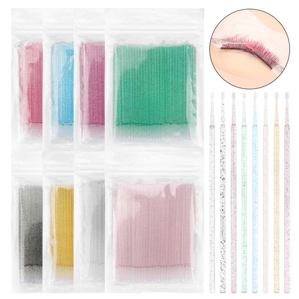 300/500PCS MicroBrush Eyelash Cleaning Brush Lash Extension Applicator For Eyelashes Removing Swab Micro Makeup Brush