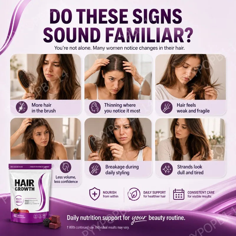 Hair Wellness Soft Chews with Biotin 10000mcg Vitamins C E Supports Healthy Looking Hair Mixed Berry 60 Soft Chews