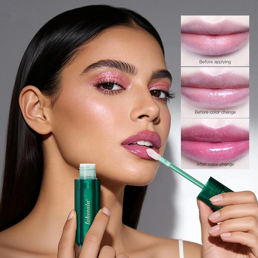 Festive Christmas Makeup Set Chocolate Lip Gloss PH Color Changing Lip Oil Blush Palette High Pigment Hydrating for Holiday Gift