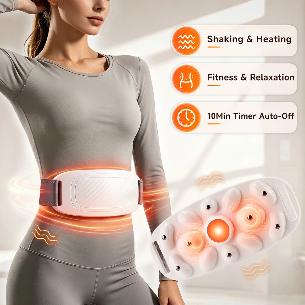 Electric Abdominal Massager with Heat, 9 Speeds 6 Modes Cordless Belly Stomach Kneading Massage Belt for Waist Back Leg