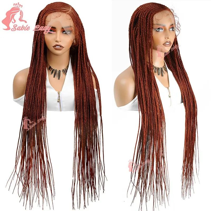 Faux Locs Crochet Cornrow Braided Wig Synthetic Full Lace Knotless Box Braids Wig Side Part Lace Wig Box Braided Wig for Women