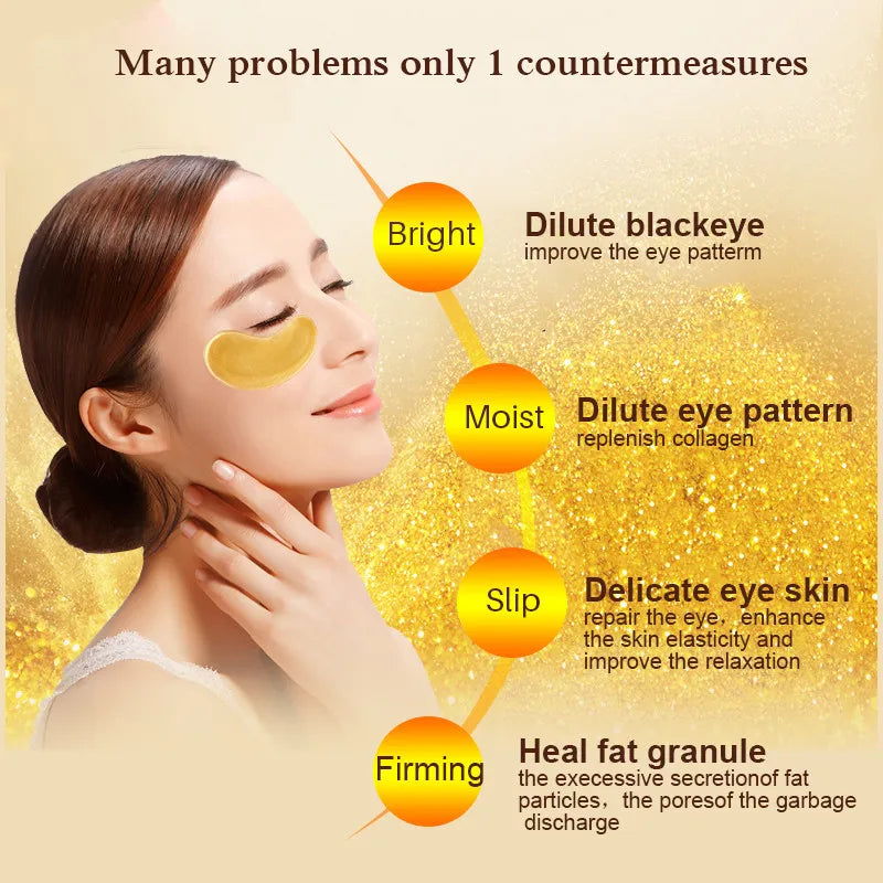 5/10/20/30 Pairs Crystal Gold Eye Patches Anti Dark Circles Remove Eye Bags Moisturizing Golden Collagen Eye Mask Skin Care Eyes