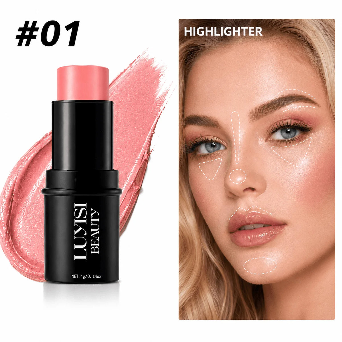 1PC Face Makeup Stick,Available in Contour,Highlighter&Blush,Natural Sculpted Glow Finish,Luxurious Cosmetics For Dairy Or Party