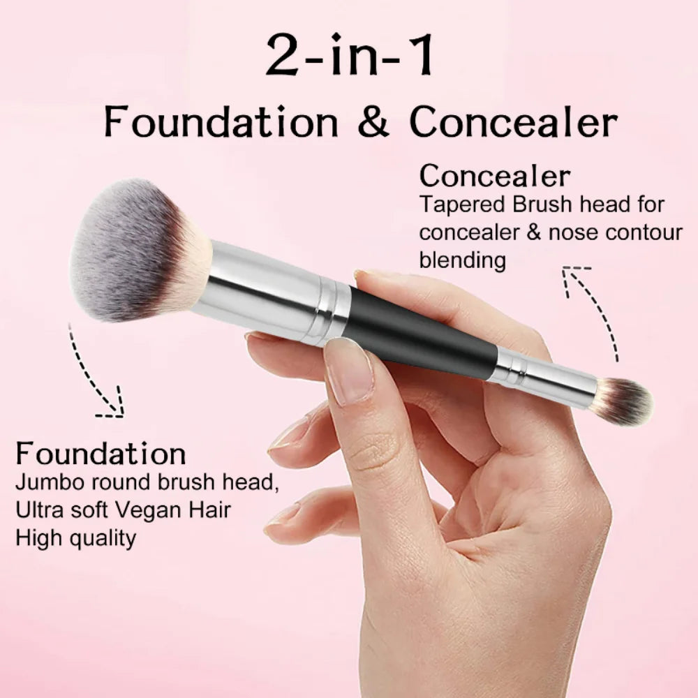 Double Head Makeup Brush 2 In 1 Blush Brush Concealer Highlighter Powder Brushes Blending Contouring Brush Beauty Make Up Tools