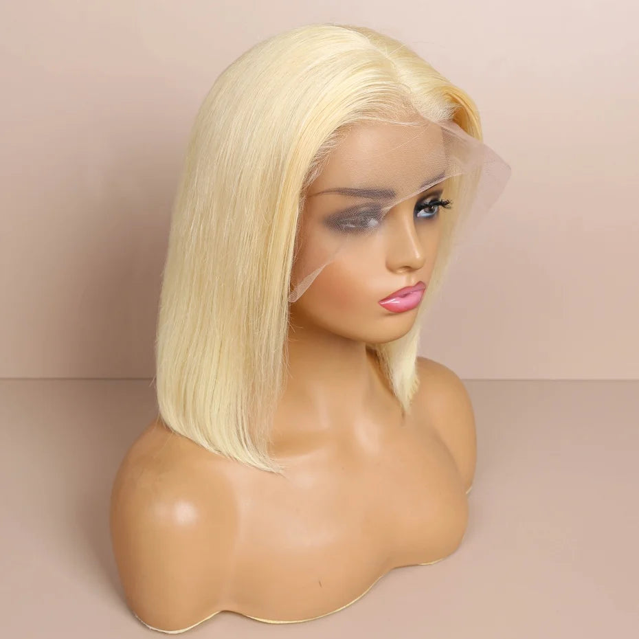 13x4 13x6 Hd Transparent Straight Lace Frontal Human Hair Wigs Remy Brazilian Short Bob Wigs For Women 613 Blonde Color Lace Front Bob Wigs 10 12 14 16 inch