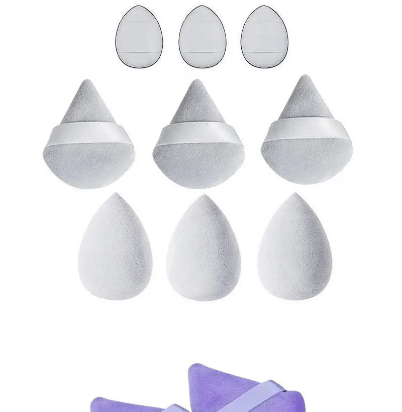 Solid Color 12PCS Makeup Sponge Set, Loose Powder and Finger Catching Thumb Puff Cotton Mini Powders Puffs Soft Makeups Eggs Set