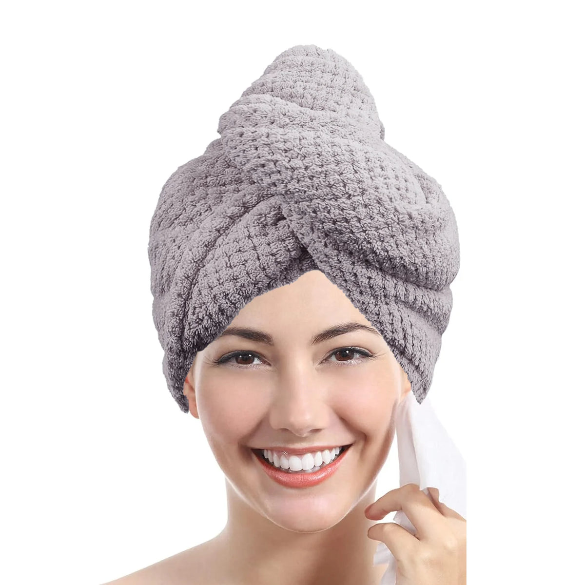 Solid Color Hair Dry Turban Towel Wraps Quick Drying Dry Hair Cap for Women Lightweight Comfortable Home Bathroom Shower Use