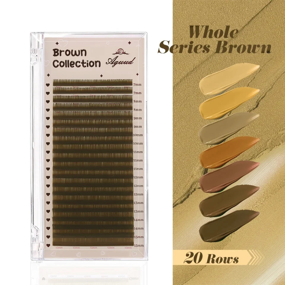 AGUUD Brown Classic Individual Eyelashes Russian Volume Lashes Colorful Premium 20Rows Cashmere Soft Dark Brown Lash Extensions
