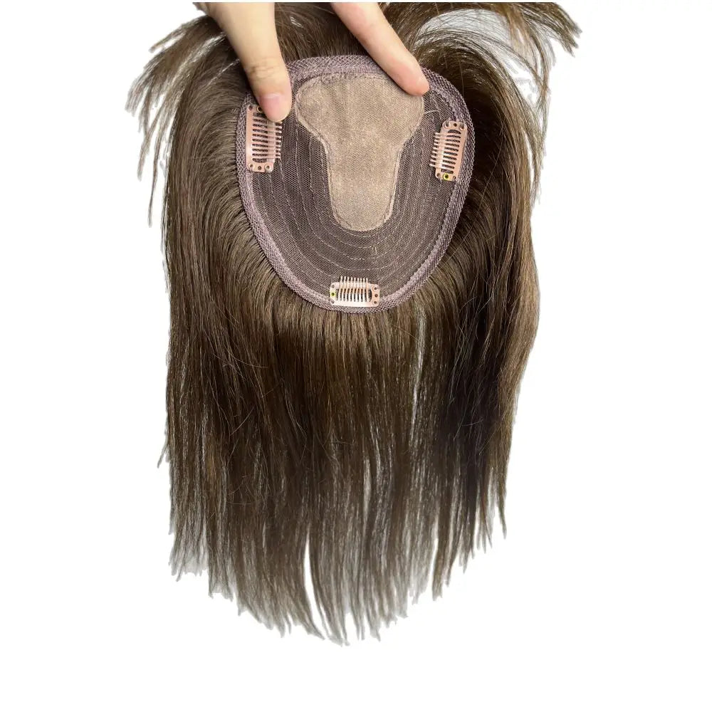 Anemone Lace Base Human Hair Toppers Brazilian Natural Hairpiece Clip In Extension For Hair Volume Non-Remy