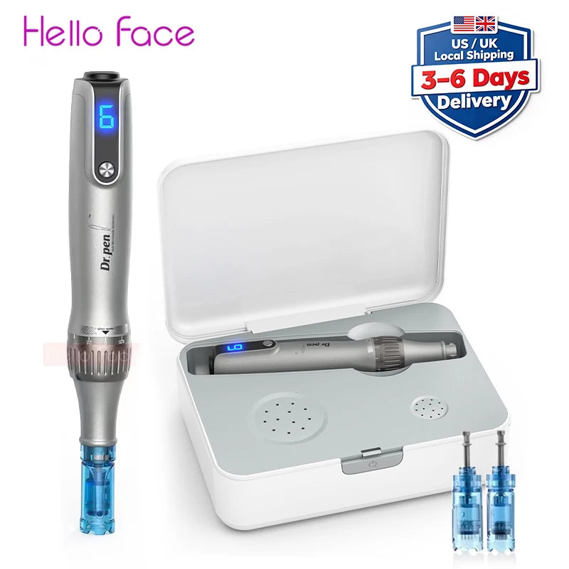 Dr Pen Ultima M8S With 2PCS 18pin Needle Kits Wireless Professional MTS Derma Pen Beauty Machine ≤0.25mm Needle US UK Local Ship