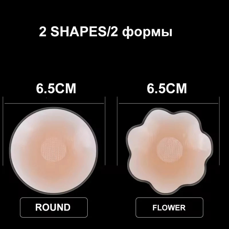 10/12 Pieces Reusable Invisible Silicone Adhesive Nipple Cover Pasties Pad For Women Sexy Lift Up Strapless Breast Petals Patch