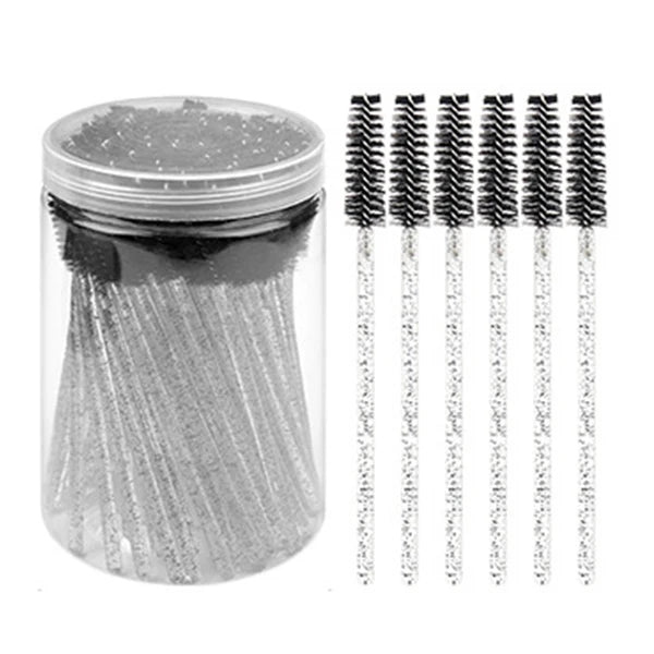50pcs Crystal Eyelash Brushes With Contianer Disposable Lash Mascara Wands In Case Micro Makeup Applicators  Beauty Tools