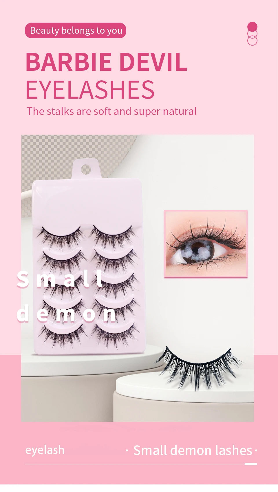 RED SIREN Eyelashes Makeup 5 Pairs Soft Natural Mink Lashes Korean Fashion Manga Lashes