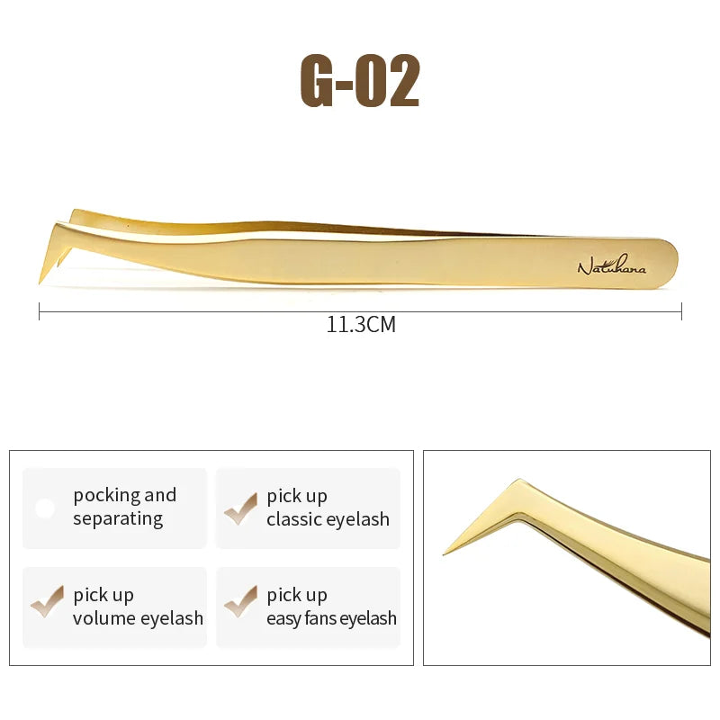 NATUHANA Professional for 3D Tweezers Stainless Steel Volume Eyebrow Tweezer False Eyelash Extension Tweezers for Makeup Tools