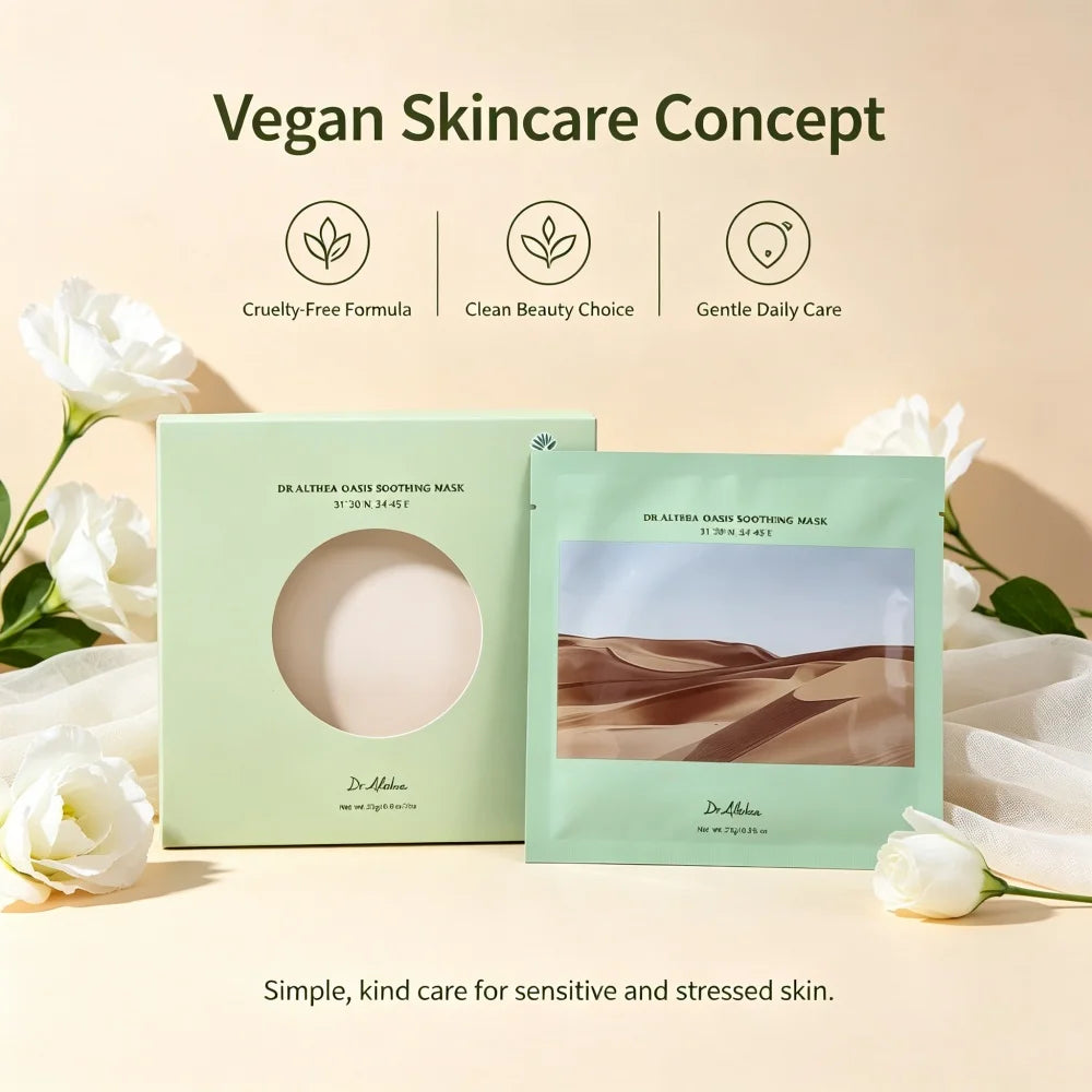 Dr.Althea Oasis Soothing Face Mask 5pcs Vegan, Resurrection Plant Hydrating Mask Sheet for Dry Sensitive & After Sun Skin