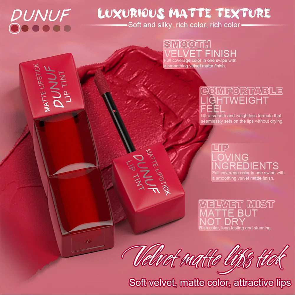 Velvet Matte Lip Gloss Hydrating Moisturizing Long Lasting Waterproof Non Sticky Lip Stain Nude Colors Lip Glaze