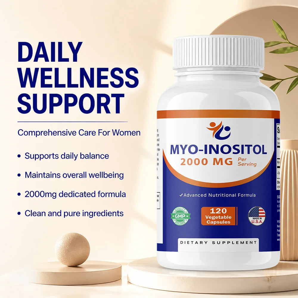 Myo-Inositol 2000 mg - Promotes Hormonal Balance and Ovarian Health, Regulates Menstrual Cycles, and Improves Mood