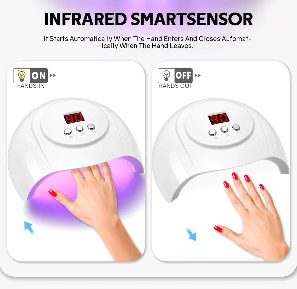 72W UV LED Nail Lamp 24 LEDs Nail Dryer with Infrared Sensor Quick-drying Manicure Lamp UV Cabin for Nail Salon Nail Art Tools