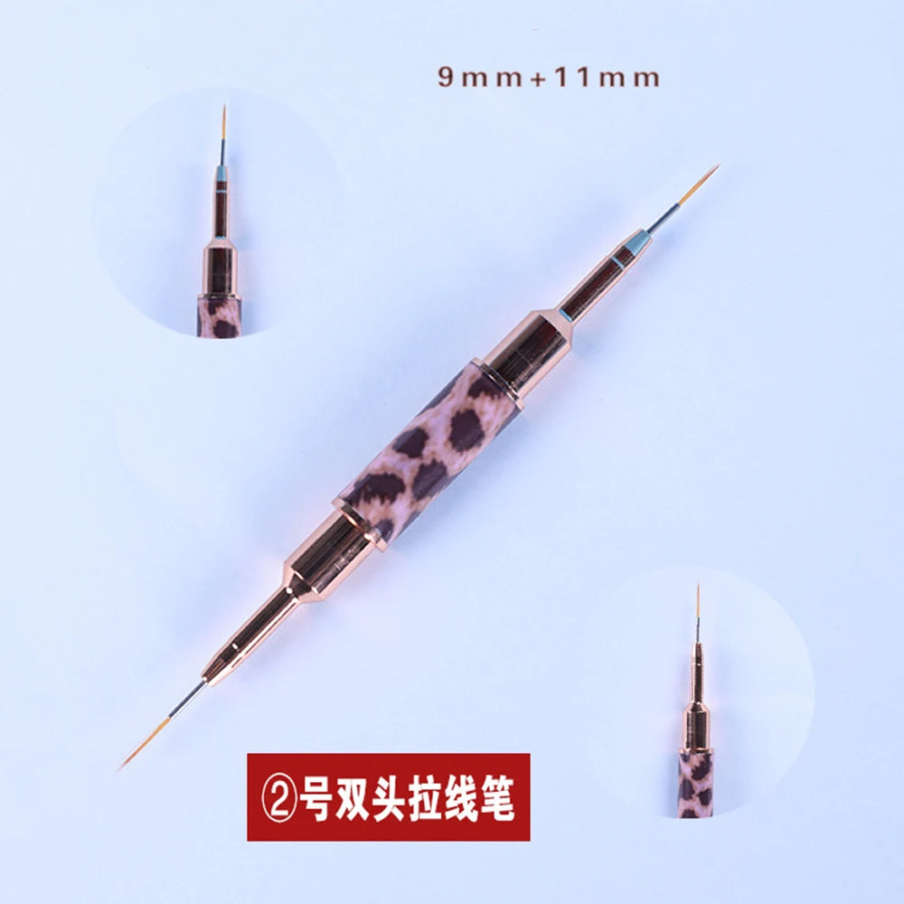5-25mm Leopard Print Nail Art Brushes Double HeadLiner Brush Striping Drawing Painting Nail Design Brushes Manicure Thin Details