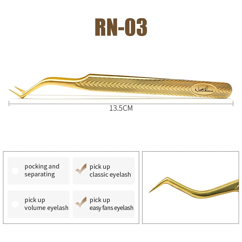NATUHANA Professional for 3D Tweezers Stainless Steel Volume Eyebrow Tweezer False Eyelash Extension Tweezers for Makeup Tools