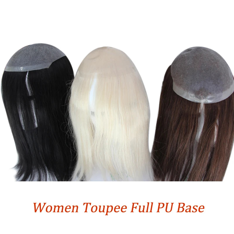 Women Toupee Human Hair Wigs Straight Vloop Human Hair System Replacement Thin Skin Full PU Hairpiece Invisible Natural Hairline